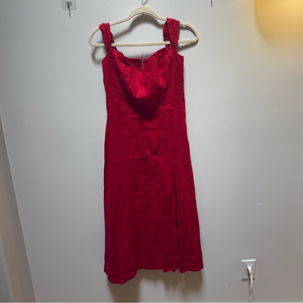 💫SALE Reformation Bridgton Linen Midi Dress Off Shoulder - Picture 8 of 14